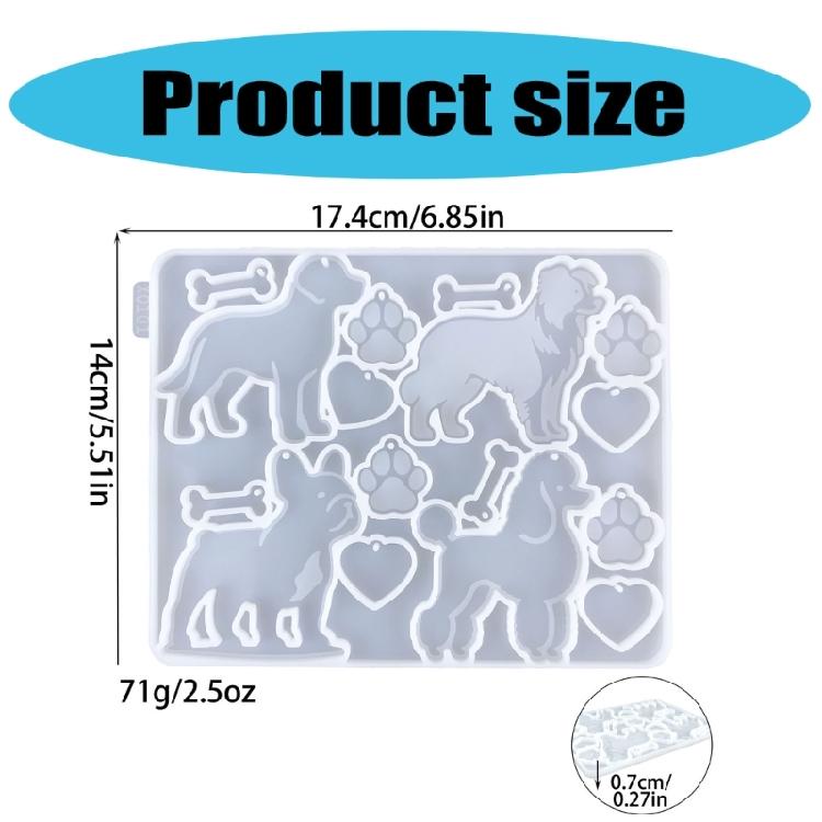 Fun Pendant Molds Keychain Jewelry Mould Dog Series Keyrings Moulds Silicone Moulds Suitable for Hand-Making Pendant