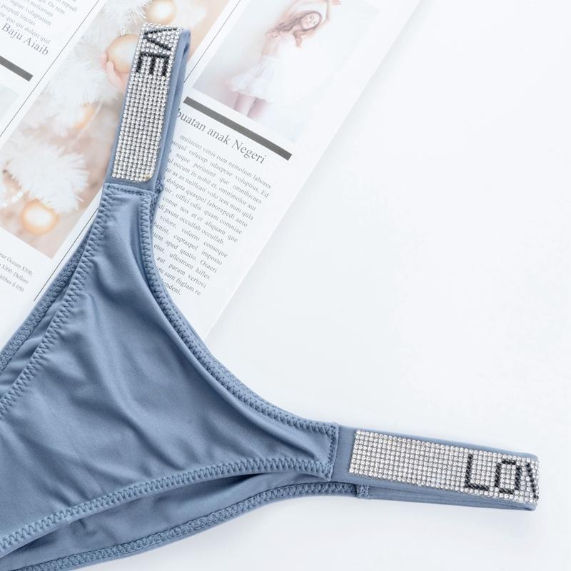 Slip sexy pentru femei, lenjerie de corp cu stras de cristal, tanga, lenjerie de fitness, cu talie joasa, pantaloni scurți fără sudură, chiloți cu spate în T