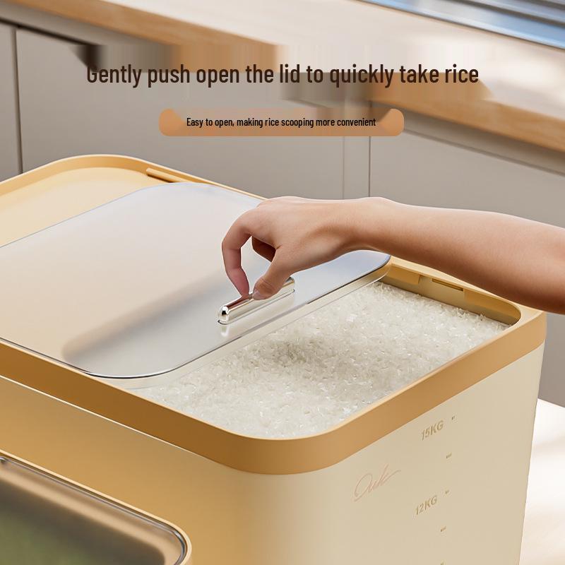 Large Capacity Insect- & Moisture-Proof Rice & Flour Storage Container with Push-Pull Lid