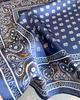 Classic Blue Silk Square Scarf Women Paisley Print Kerchief Satin Hairband Hands Bag Ribbon Foulard Hijab Neckerchief Headband