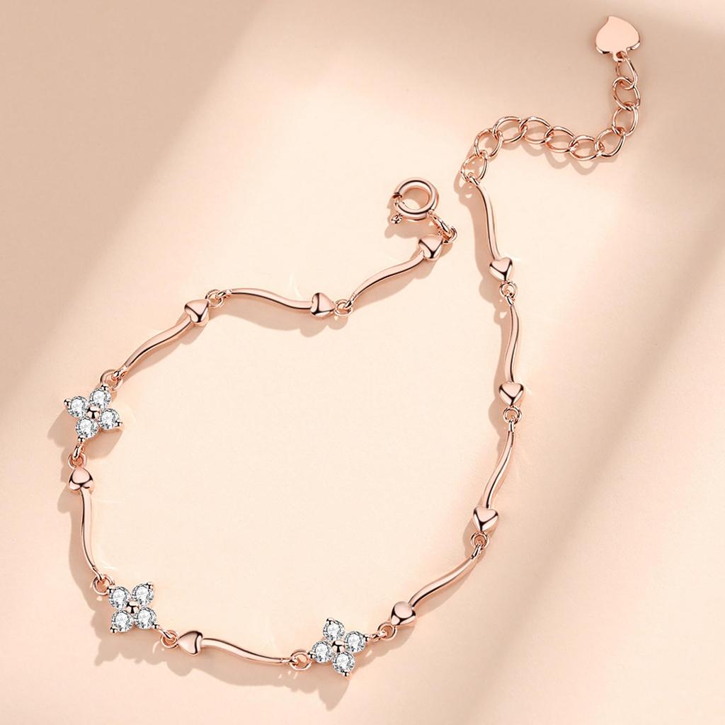 Silver Birthday For Women [YINCHIE] Women's Bracelet, Popular, Four-Leaf Clover, High-Quality Zirconia, Hypoallergenic, 925, Cute, Gift,