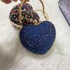 Luxus Herzform Diamant Kristall Abend-Kupplungstasche Steine Strass Mini-Handtasche für Hochzeitsfeier Schultertasche Griff