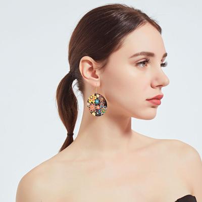New Fashion Floral Chip Drip Oil Earrings: European & American Popular Exaggerated Design