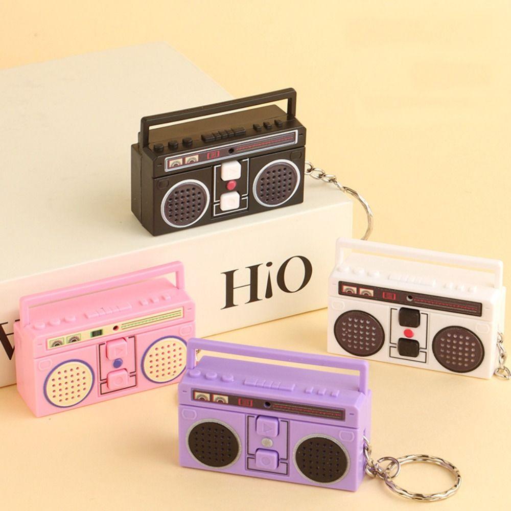Creative Macaron Recorder Keychain Mini Plastic Radio Shape Keychain Exquisite Retro Music Recorder Toys Valentine's Day