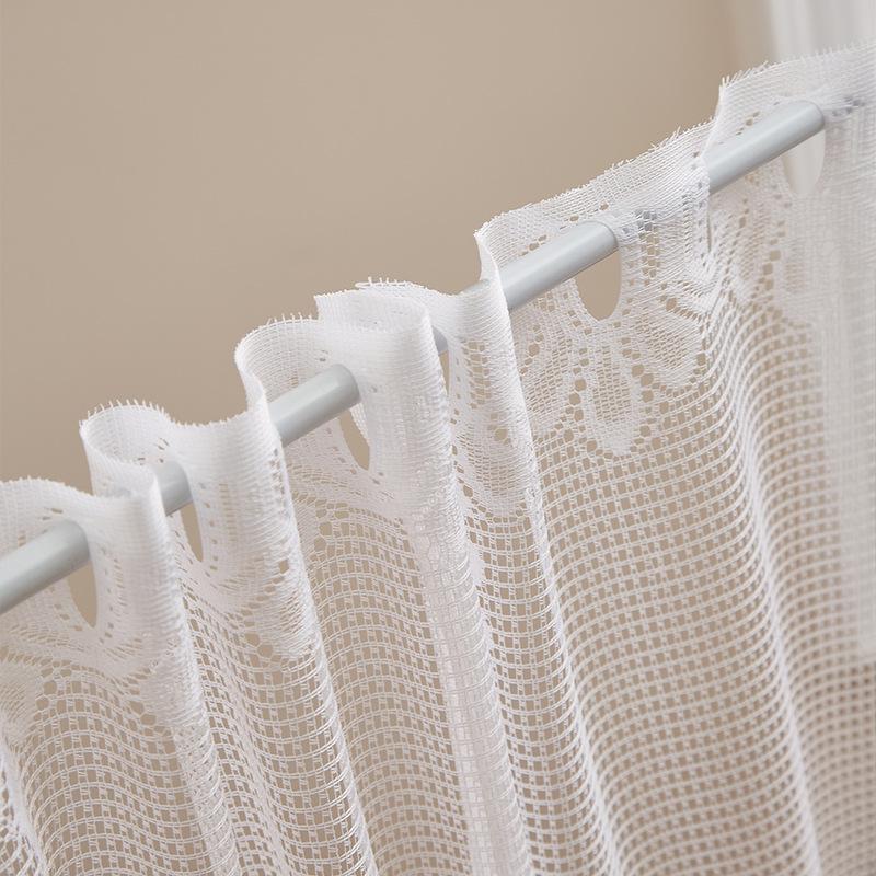 European Style Fruit Print Lace Curtains - White, Knitted, Half Length, Dustproof for Kitchen Doors and Cupboards