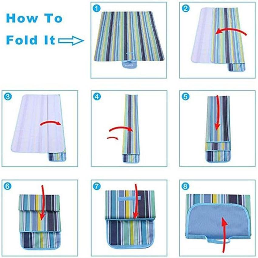 SandProof Beach Blanket  Outdoor Picnic Mat with Striped Design, Machine Washable, Ideal for Camping, Hiking & Festivals, Picnic Blanket