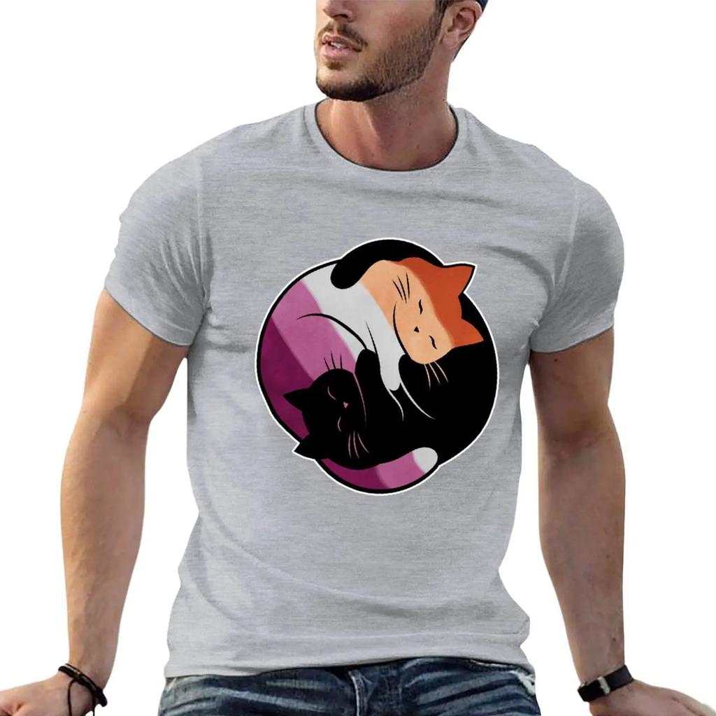 Lesbian Yin Yang Cat T-shirt cute clothes Blouse heavyweights big and tall t shirts