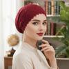Fashion Elegant Turban Hat Solid Color Elastic Hijab Cap Breathable Tie Straps Under Scarf Caps Female Head Covering