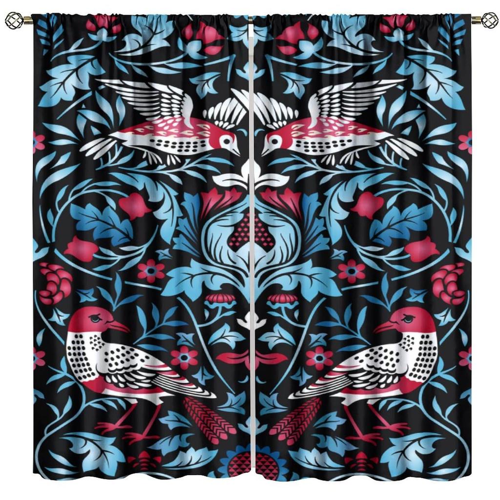 Tenda Retro Finestre William Morris con Motivo Botanico, Tenda Oscurante William Morris Arte Floreale 2 Pannelli