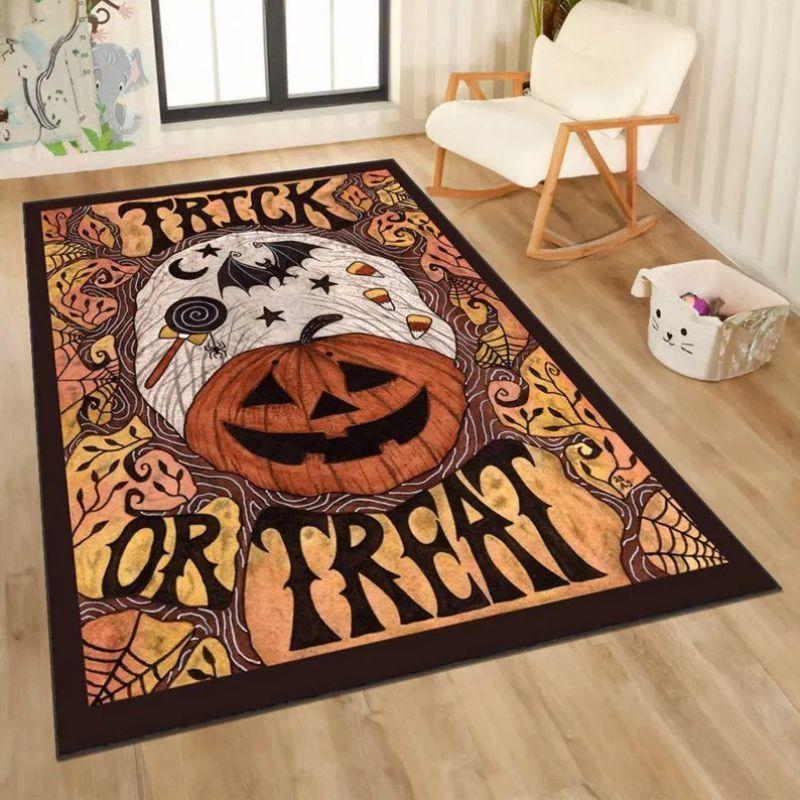 Halloween Ghost Skeleton Witch Pumpkin Rug Non-Slip Area Carpet Spooky Living Room Bedroom Floor Mat Party Home Decor