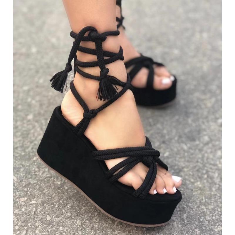 Summer New Muffin Platform Foot Ring Strap High Heel Sandals Large Size Platform Open Toe Fashion Sandals