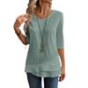 Ladies' Detail V-neck Patch Splicing Design Solid Color Shirt