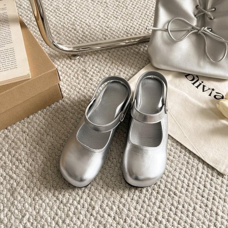 French sweet Mary Jane shoes for women's 2025 new models can be worn twice, and the inner height of the bag head slippers increases for small peo
