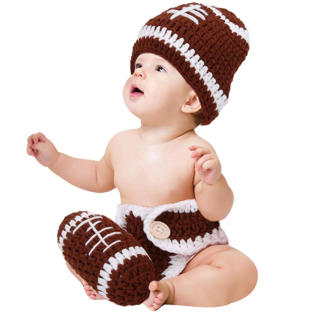 Pălărie Pantaloni Costum Baseball Bebeluş Nou-Născut Recuzită Foto Pălării Ţinute Maro 0?3 luni