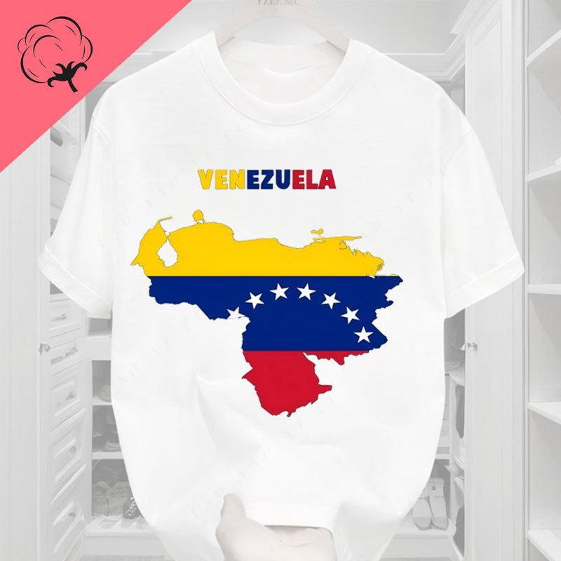 Venezuela Flag T Shirt Unisex Short Sleeve Crew Neck Tops Camisa Graphic T Shirts Cotton Casual Clothing Camisetas Ahegao