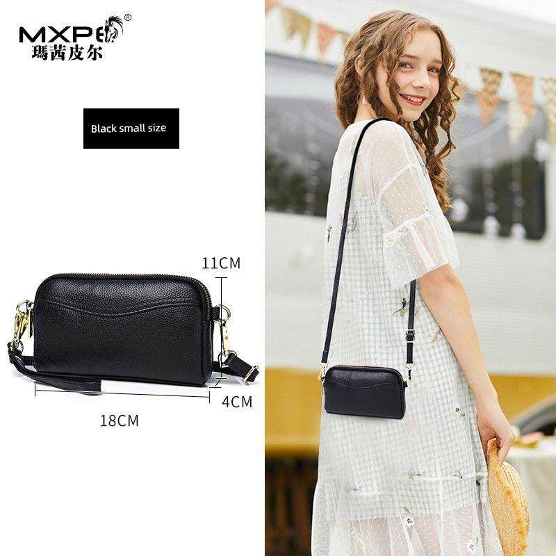 

Leather Shell Double-Layer Shoulder Handbag Small Black small size