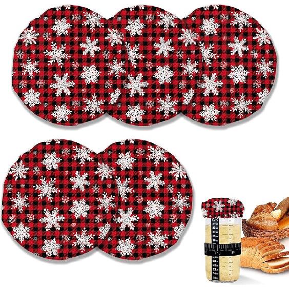 Sourdough Starter Cloth Covers Jars,Water Lotus Fermentation Cheese Fabric Lids,Fit Jars Mouth from 3-4 inch, 5 Pack