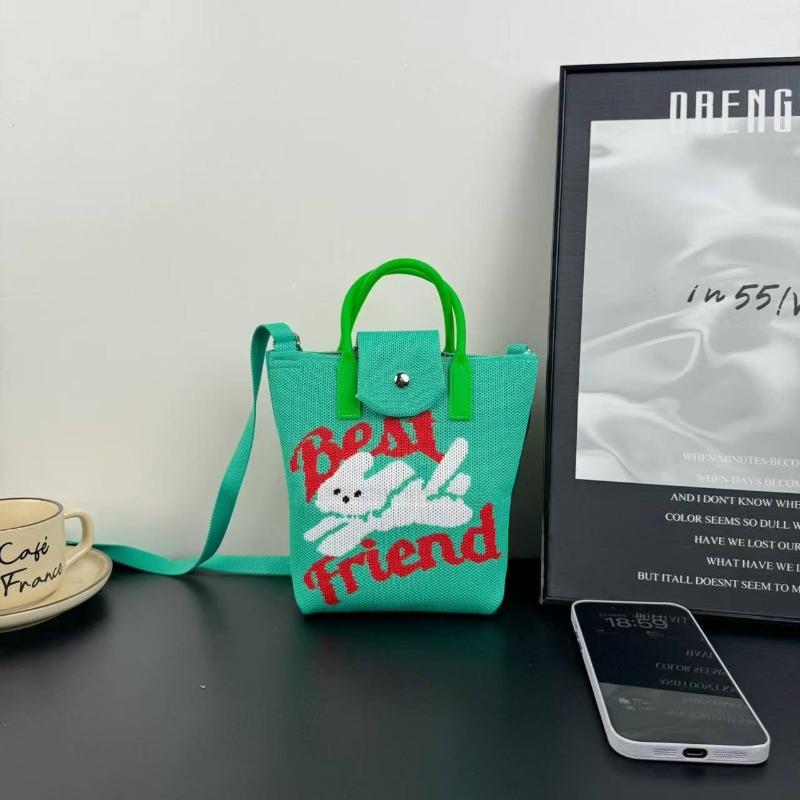 New knitted mobile phone bag, high-end handbag, women's messenger bag, adjustable versatile, convenient and large-capacity bag