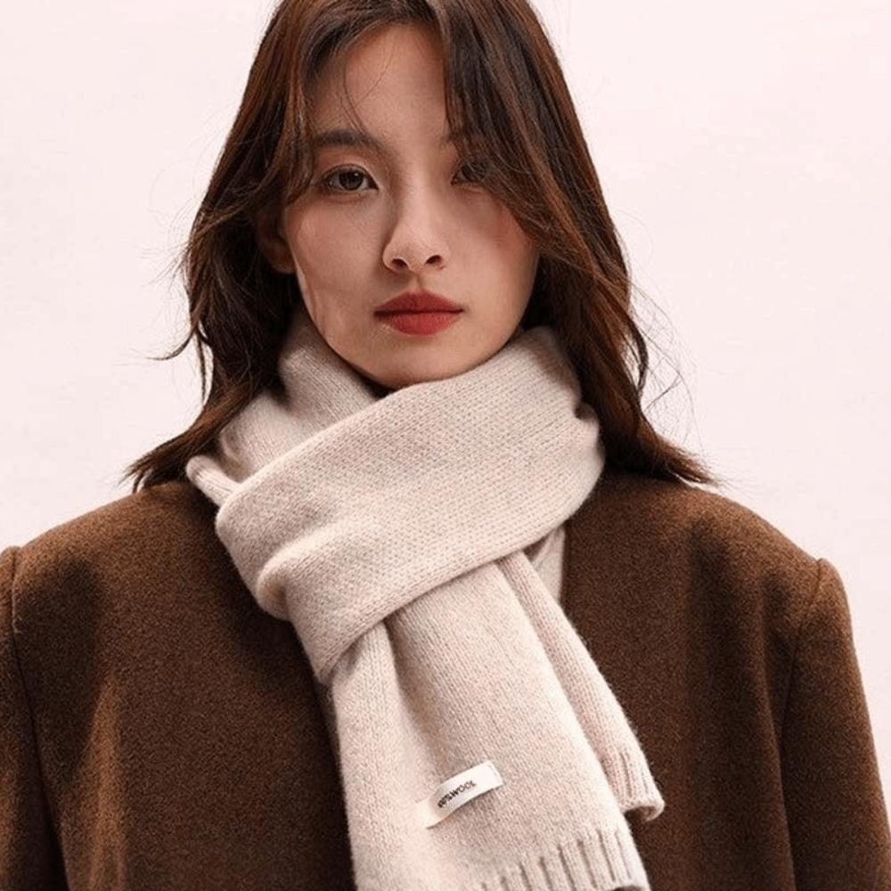 Cold-proof Knitting Wool Scarf Solid Color Winter Warmer Scarf Long Thickened Neckscarf  Winter