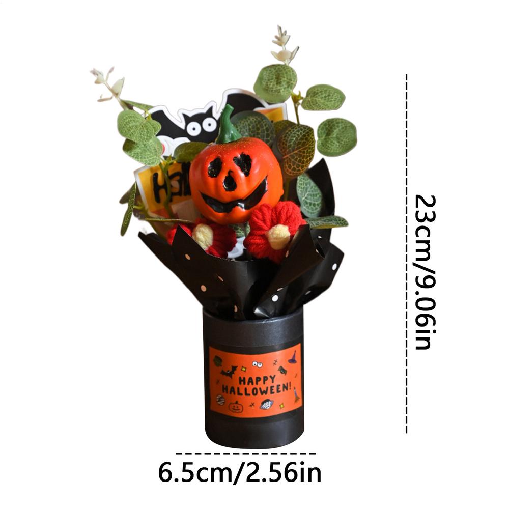 Halloween Künstlicher Kürbisstrauß Kunstblume mit Eukalyptusblättern Mini-Sträuße Partygeschenke Kunstblumendekoration