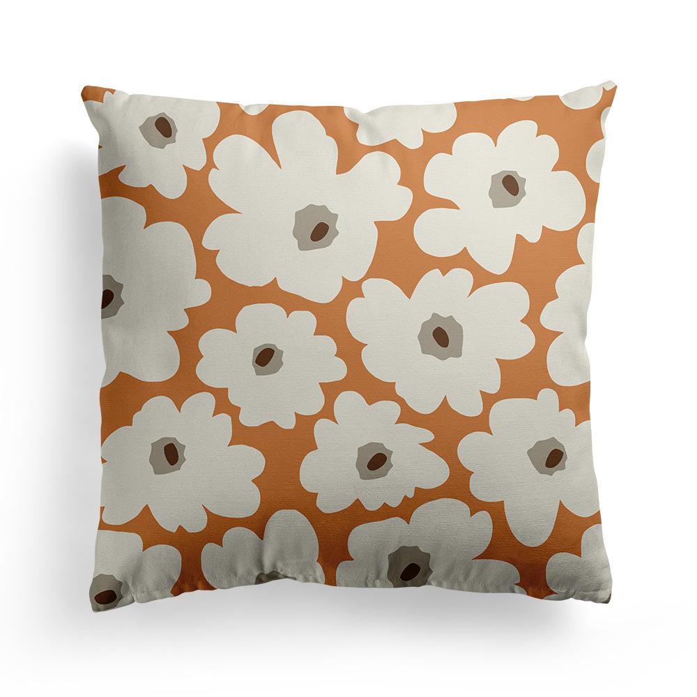 New Nordic Orange Geometric Pillowcase Floral Print Peach Leather Fleece Home Pillow Cushion Cover