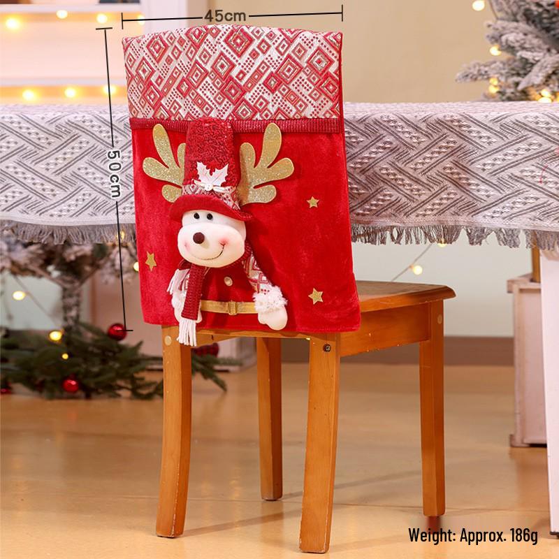 Christmas Santa and Snowman Chair Back Covers - Festive Restaurant Decorations