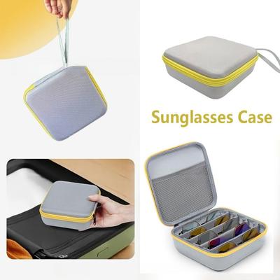 Hard Shell Sunglasses Storage Box 5 Slots Sunglasses Protective Case  For Women Men