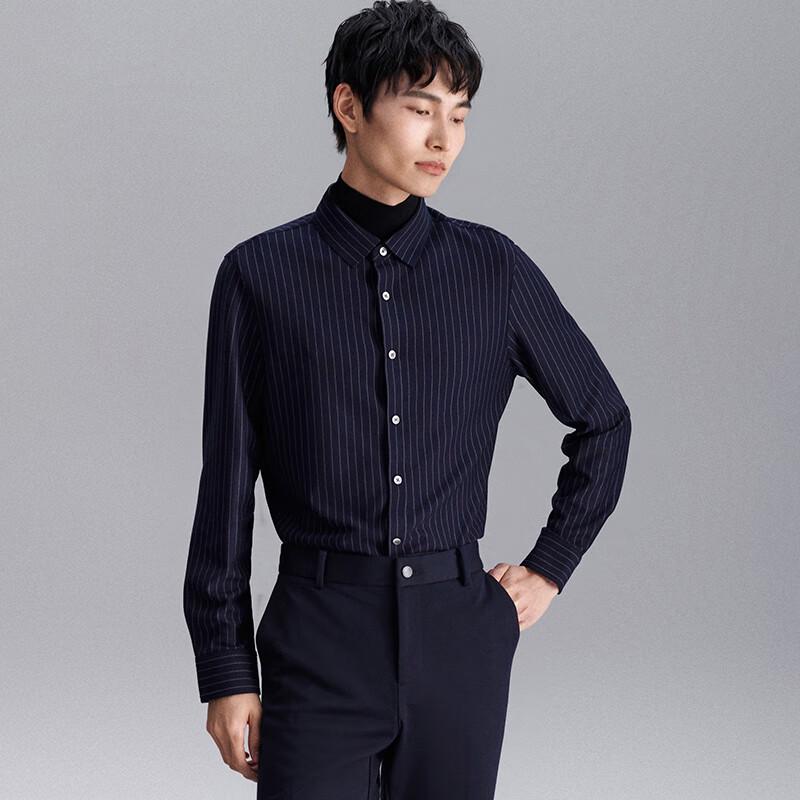 Baoxiniao Men s Striped Lapel Long-Sleeve Knit T-Shirt 46