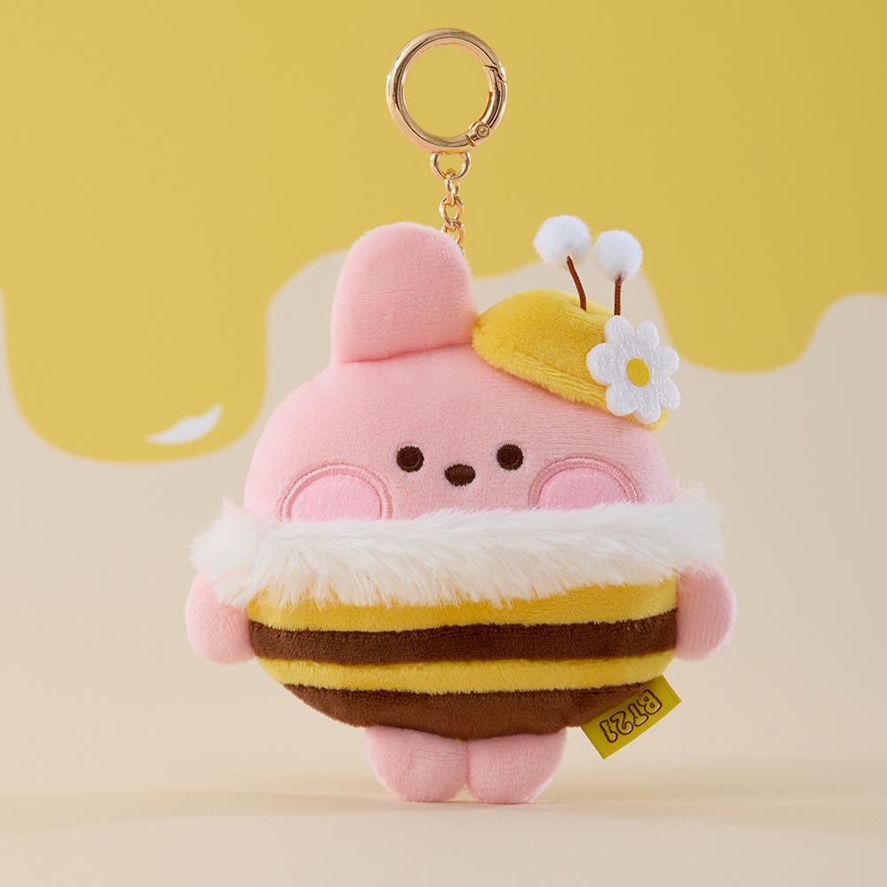 BT21 COOKY Minini Honeybee Plush Measuring Tape Keyring Charm
