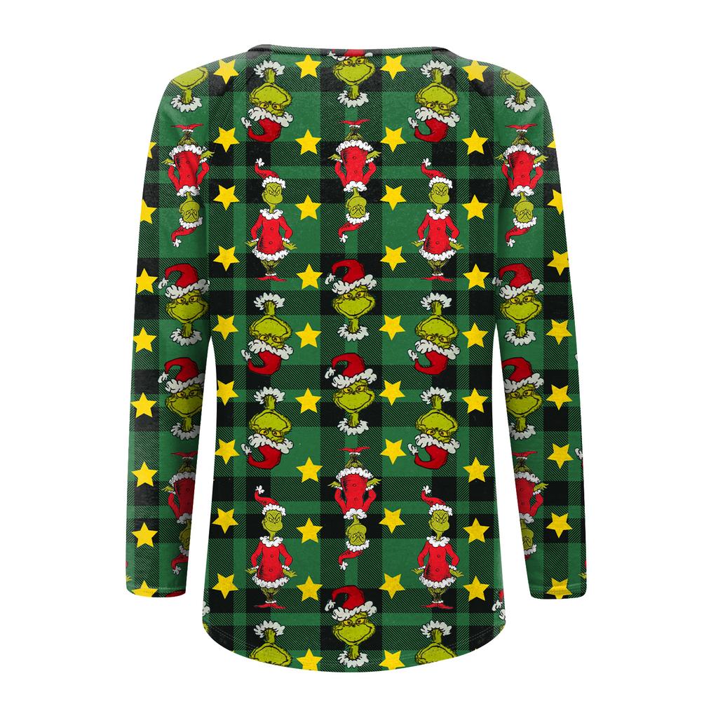 Women's Fashion Loose Raglan Sleeve T-Shirt With Christmas Print Casual Top