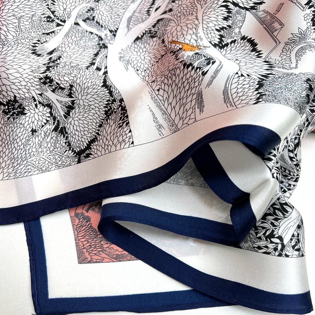 Spring 100% Mulberry Silk Printing Returns To Natural Silk Square Scarf Women'S Premium Plain Crepe Satin Silk Gift