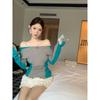 Kumikumi Pure Desire Style Letter Embroidery off-Shoulder Long sleeve Knit Women Autumn Waist Hugging Slimming Versatile Top