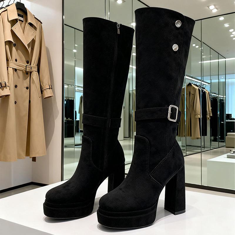 Fashion Two Wear Boots Women 2025 Autumn and Winter Retro Versatile Thick Heel British Style High Heel Knight Boots Fashion Boots Tide