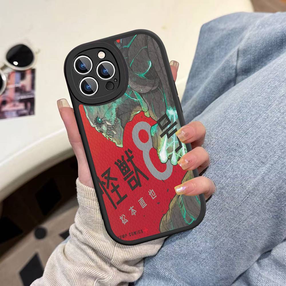 Classic Anime K-kaiju No8 Leather Phone Case For IPhone 16 15 14 13 12 11 Pro Max Plus Shockproof Cover