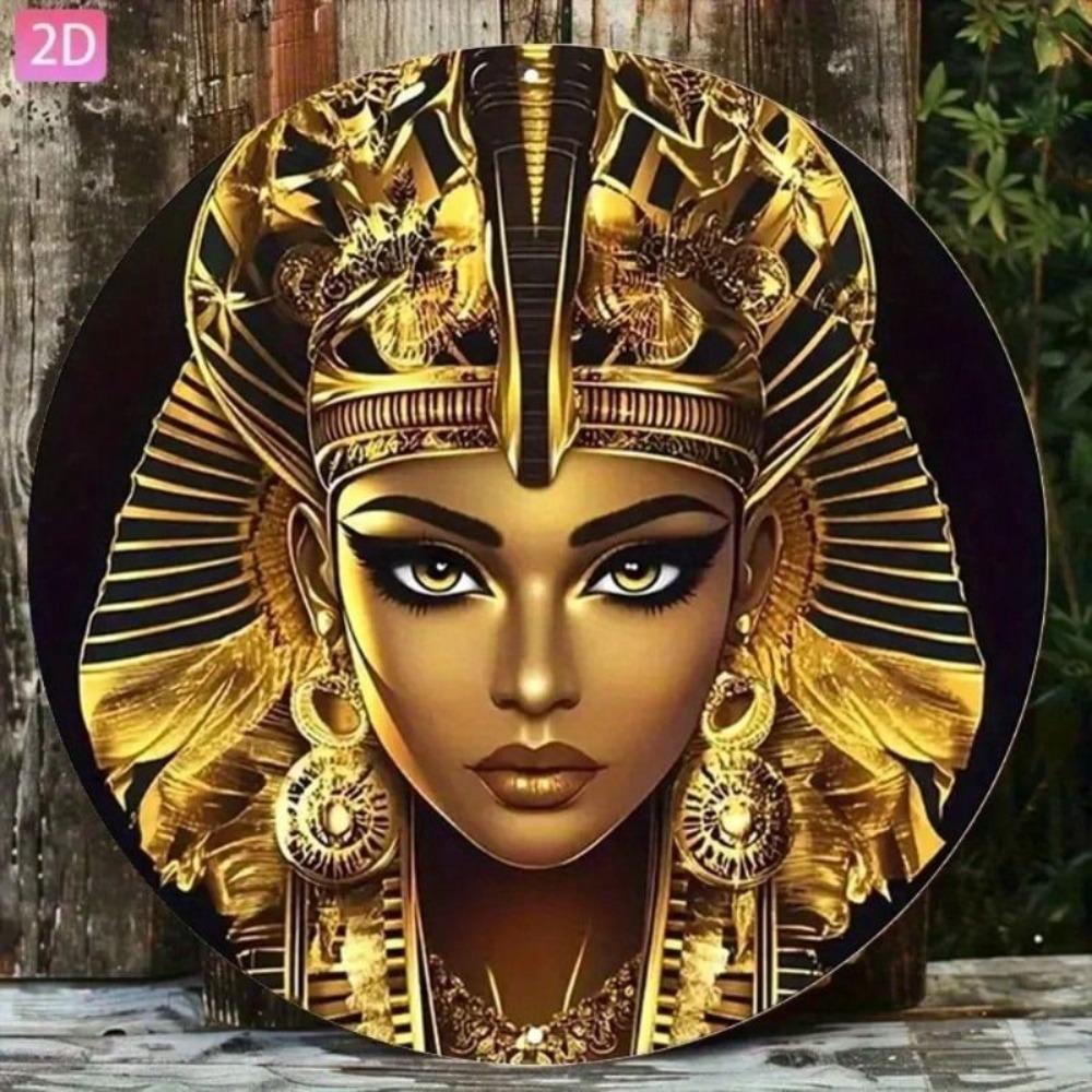 Blechschild Wandkunst, Vintage Ägyptische Goldene Göttin, Aluminium 2D Metallposter, Heimdekoration für Wohnzimmer