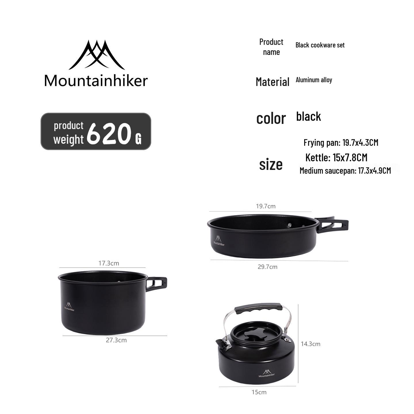 Mountain Camp Cookware Set: Portable Pot, Kettle, Frying Pan, and Tableware for Outdoor Adventures