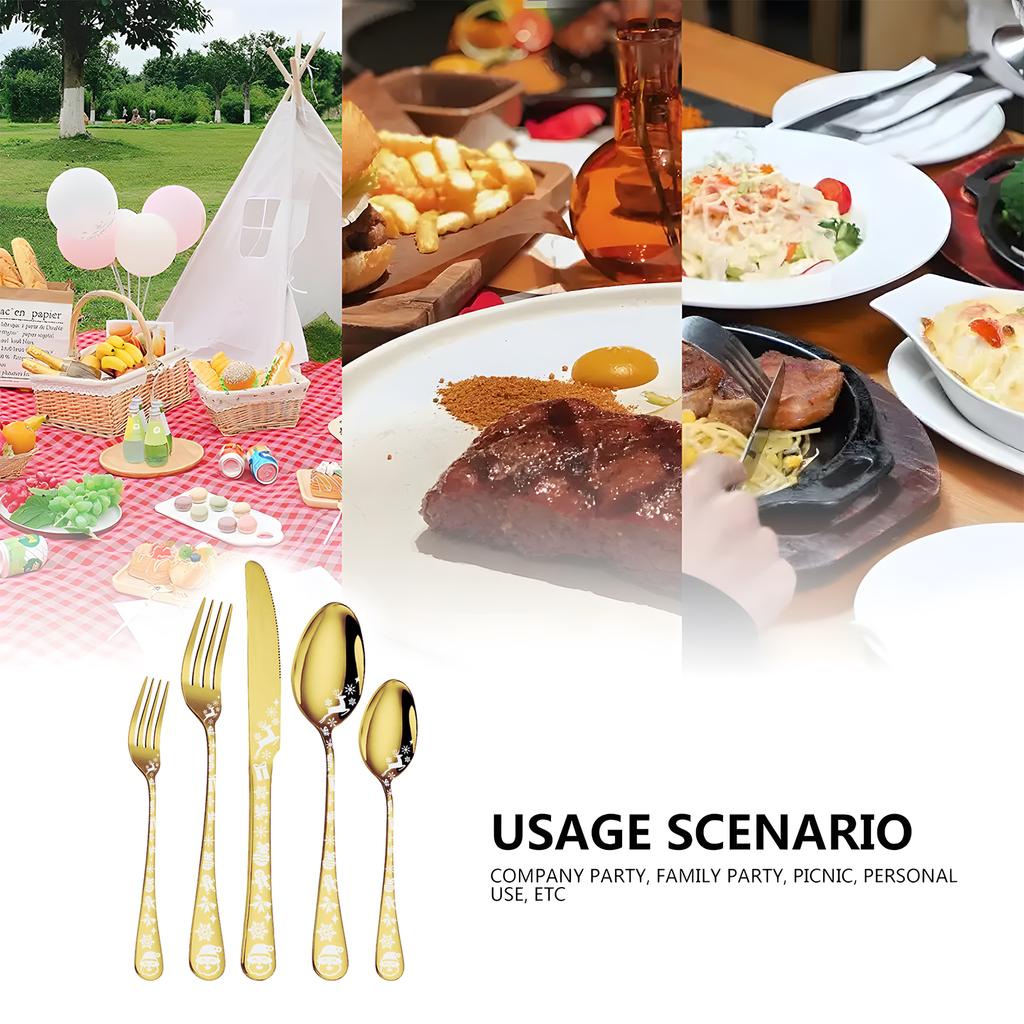 40 Piece Silverware Set Service for 5 Stainless Steel Flatware Cutlery Set with Round Edge Kitchen Utensil Set for Home