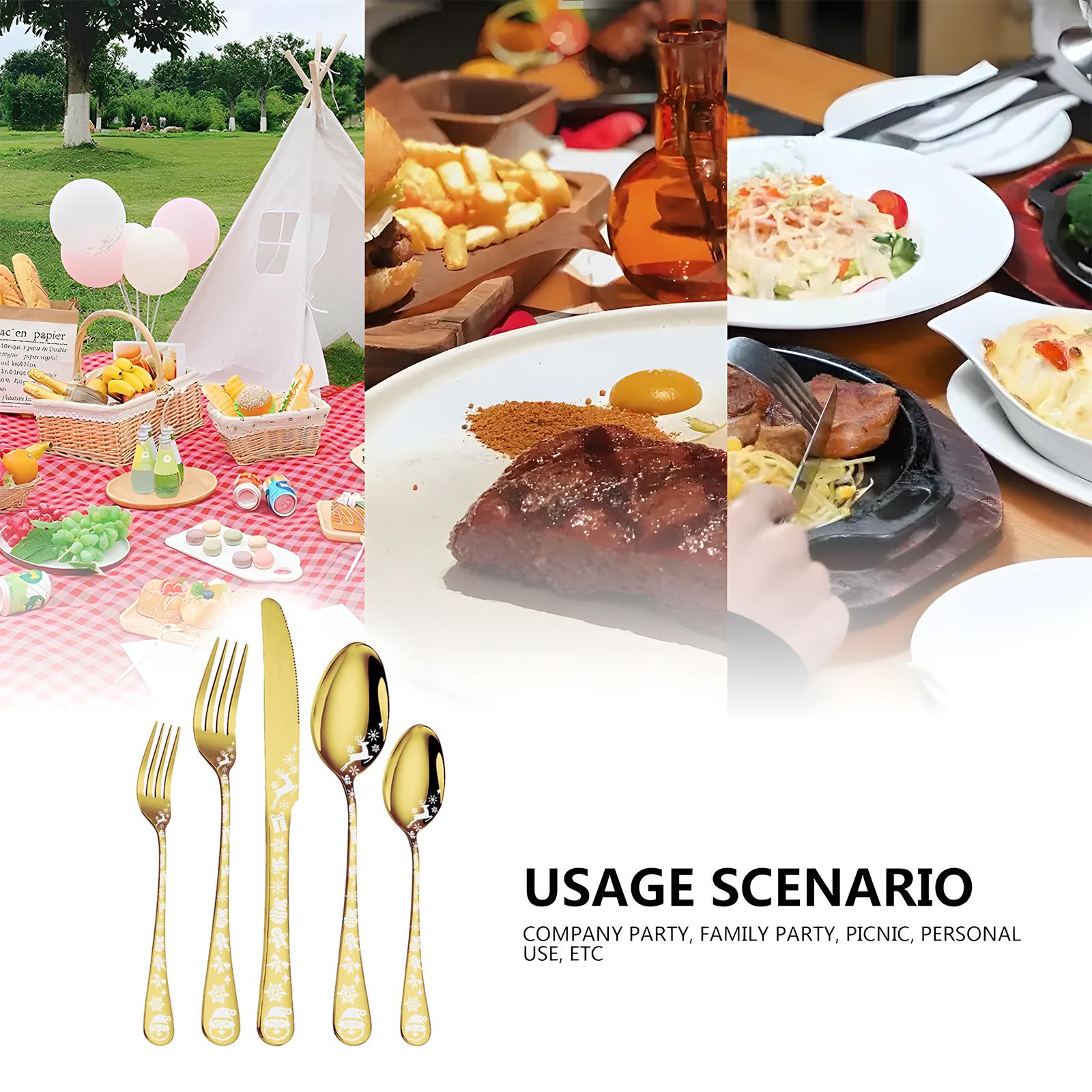 

40 Piece Silverware Set Service for 5 Stainless Steel Flatware Cutlery Set with Round Edge Kitchen Utensil Set for Home серебряный