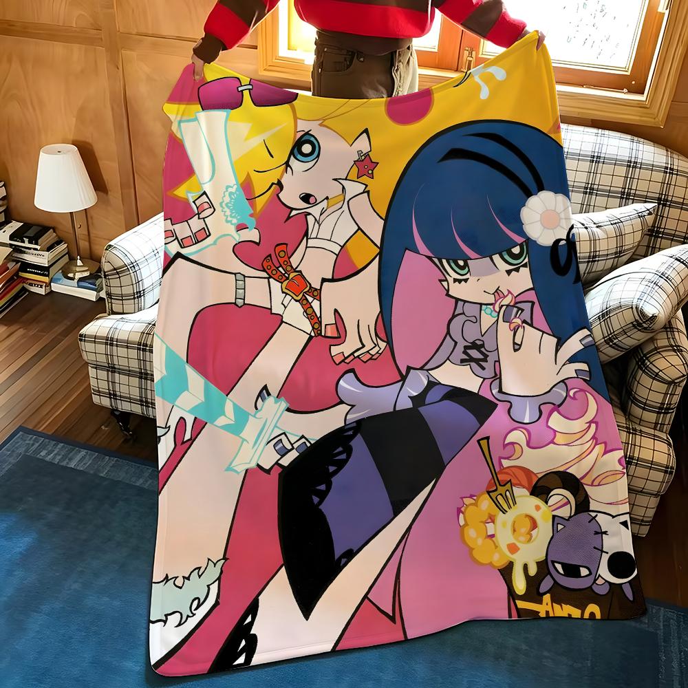 Anime P-Panty S-Stocking Throw Flannel Cozy Print Blanket, Portable, Durable Machine Washable Cute Cool