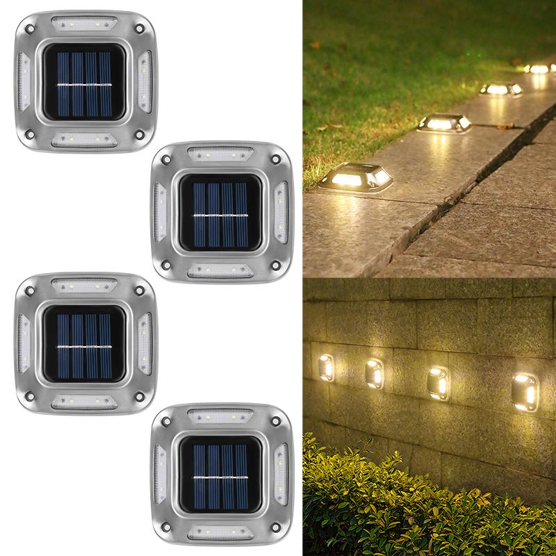 8LED Solar Driveway Light Outdoor Garden Ground Lights Waterproof LED Solar Wall Lamp Camping for Step Stair Pathway Walkway Dec