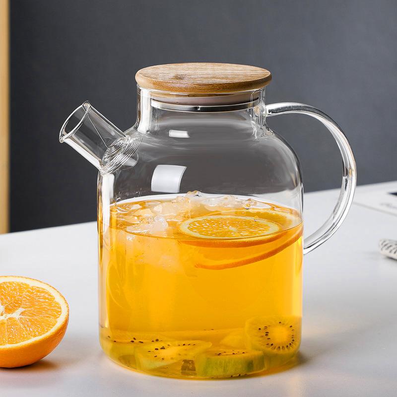Bule de Chá de Vidro Borossilicato Transparente 1L/1.8L Resistente ao Calor Jarro de Água Grande Capacidade Chaleira para Casa Chá de Flores Suco