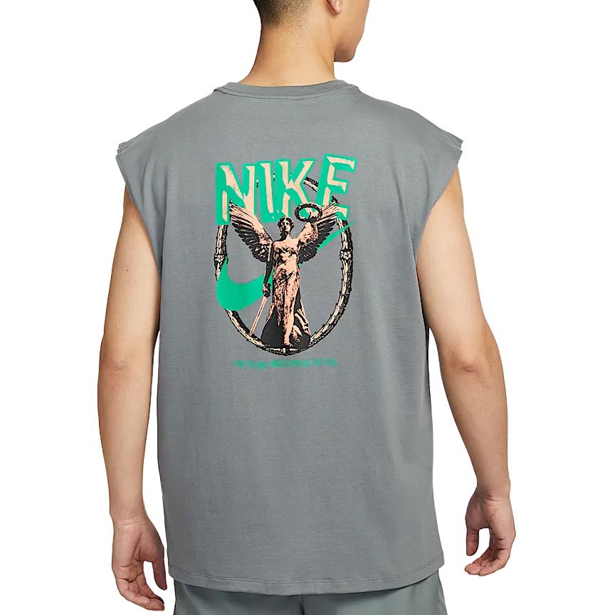 Nike T Shirts Men's Smoke Gray Crew Neck Moderate Straight Fit HJ3691-084
