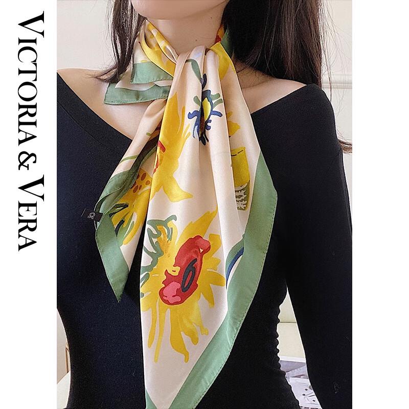 VICTORIA&VERA Spring/Summer Floral Print Mulberry Silk Scarf