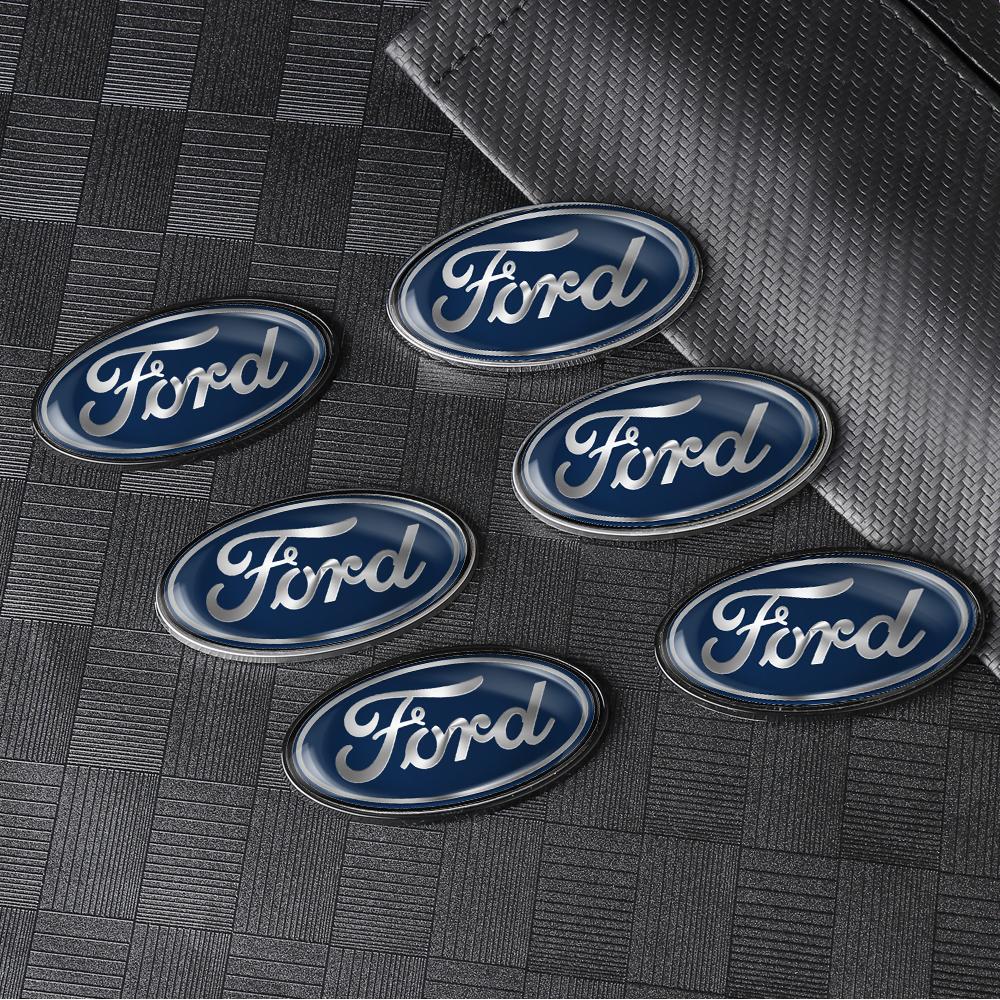 For Ford Focus Kuga Mondeo Smax Fiesta Ranger Mustang Edge ST Aluminum Car Oval Badge Cover Sticker Body Trunk Decor Accessories