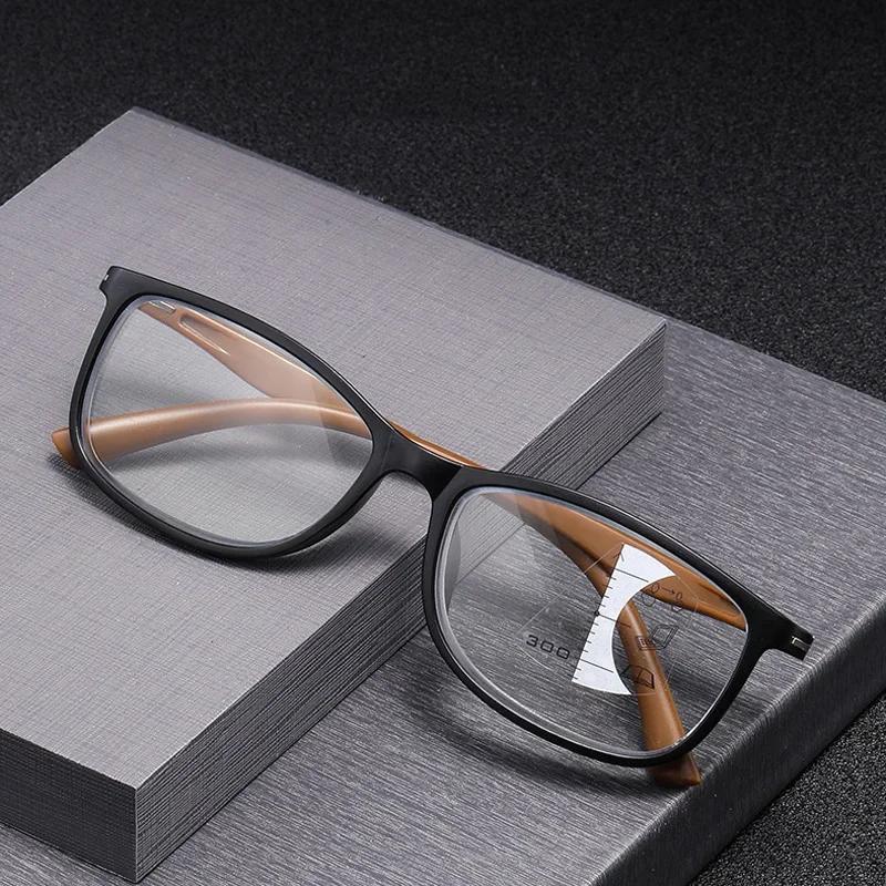 Trendy Progressive Multifocal Reading Glasses Anti-blue Light Hyperopia Eyewear for Men Women Retro Fashion Presbyopic Glasses