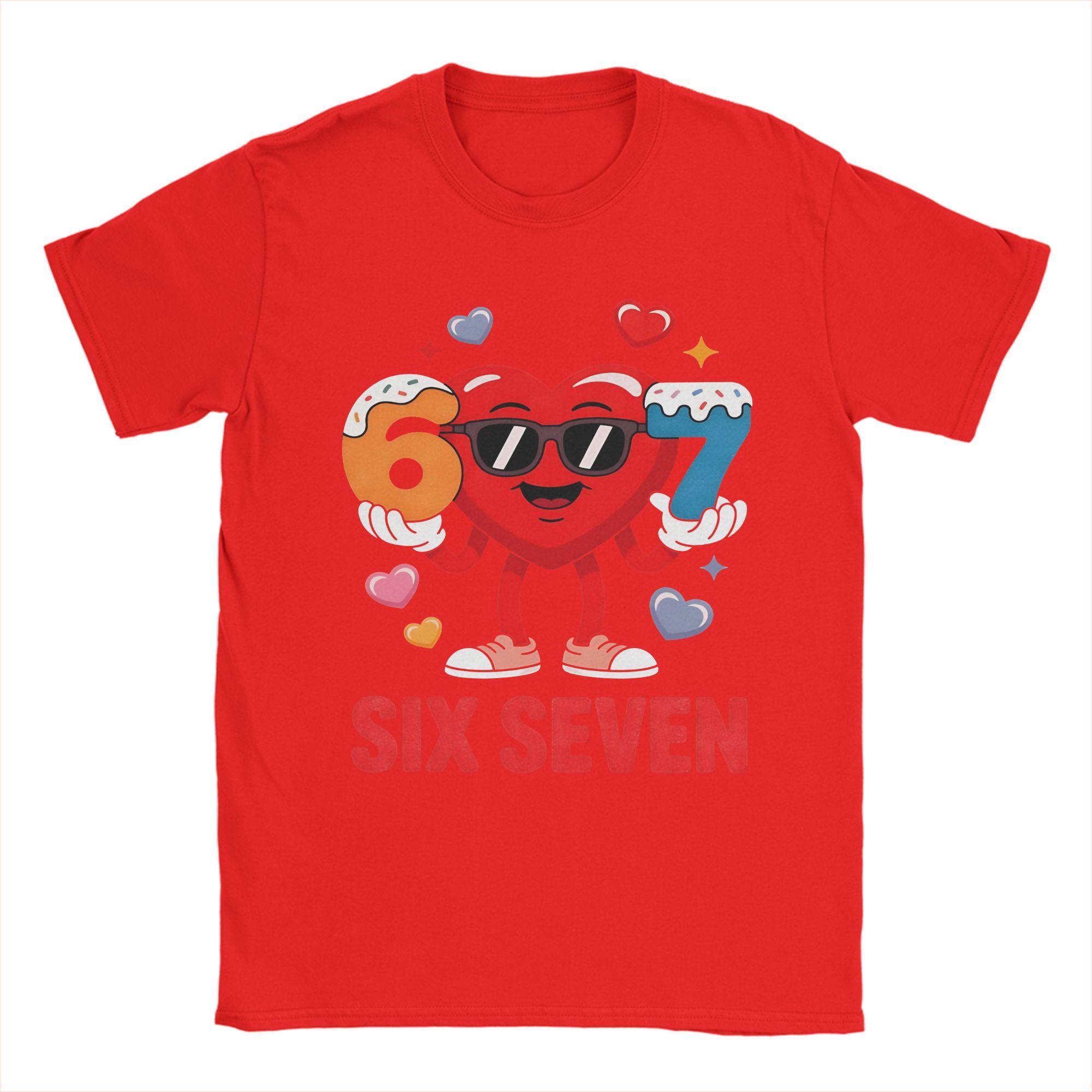 

Novelty Six Seven Valentine Meme Heart TShirts Unisex Crewneck Pure Cotton T Shirts Short Sleeve Tee Shirt Birthday Gift Clothing S