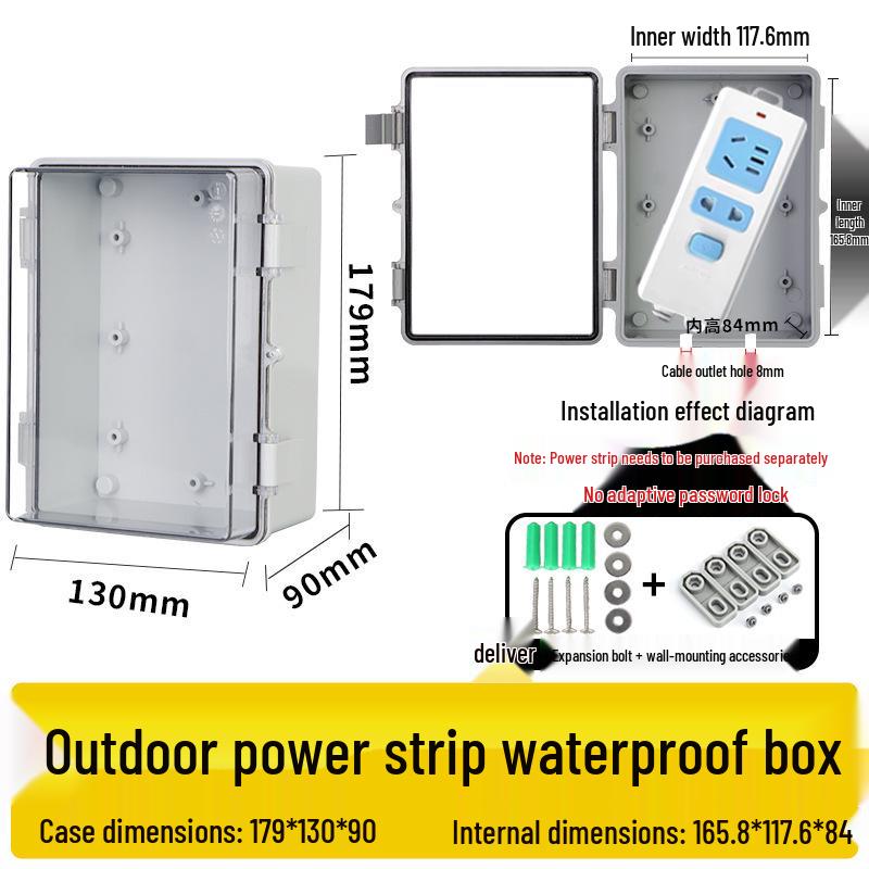 Zamykana wodoodporna skrzynka gniazdkowa zewnętrzna z osłoną przeciwdeszczową