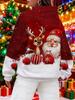 Autumn and Winter Women's Plus Size Christmas Santa Claus Print Hooded Sweatshirt Cozy  Pullover Sweatshirt Holiday Outfits