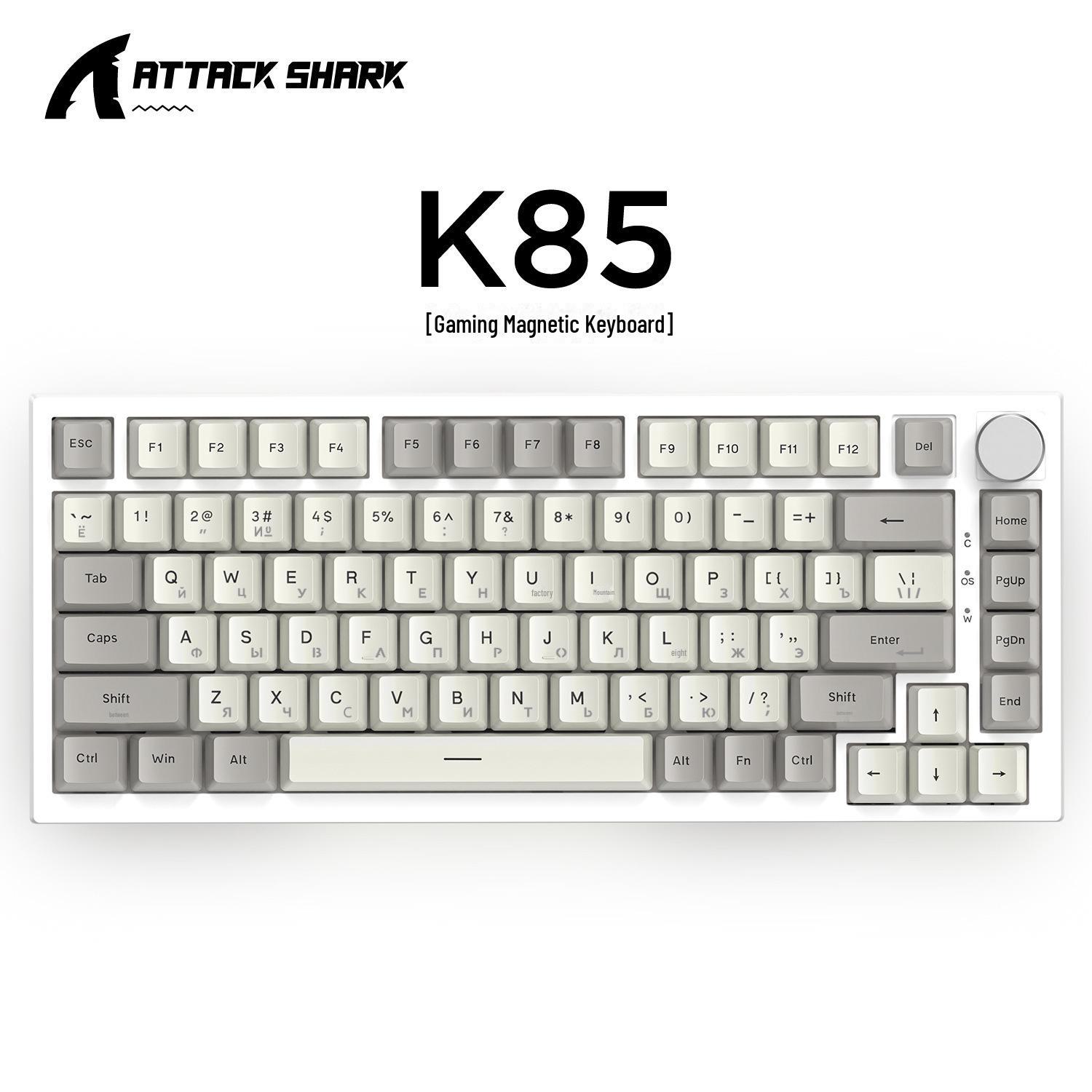 

Механічна клавіатура Attack Shark K85 російська: Магнітна вісь, Настроювана RGB, Регульований хід клавіш