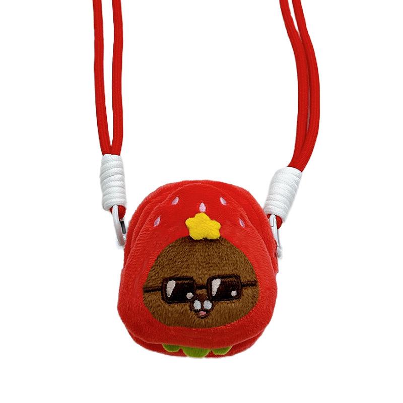 KAKAO FRIENDS Ryan Lion Plush Phone Clip: Cute Cartoon Fruit-Shaped Pendant Bag
